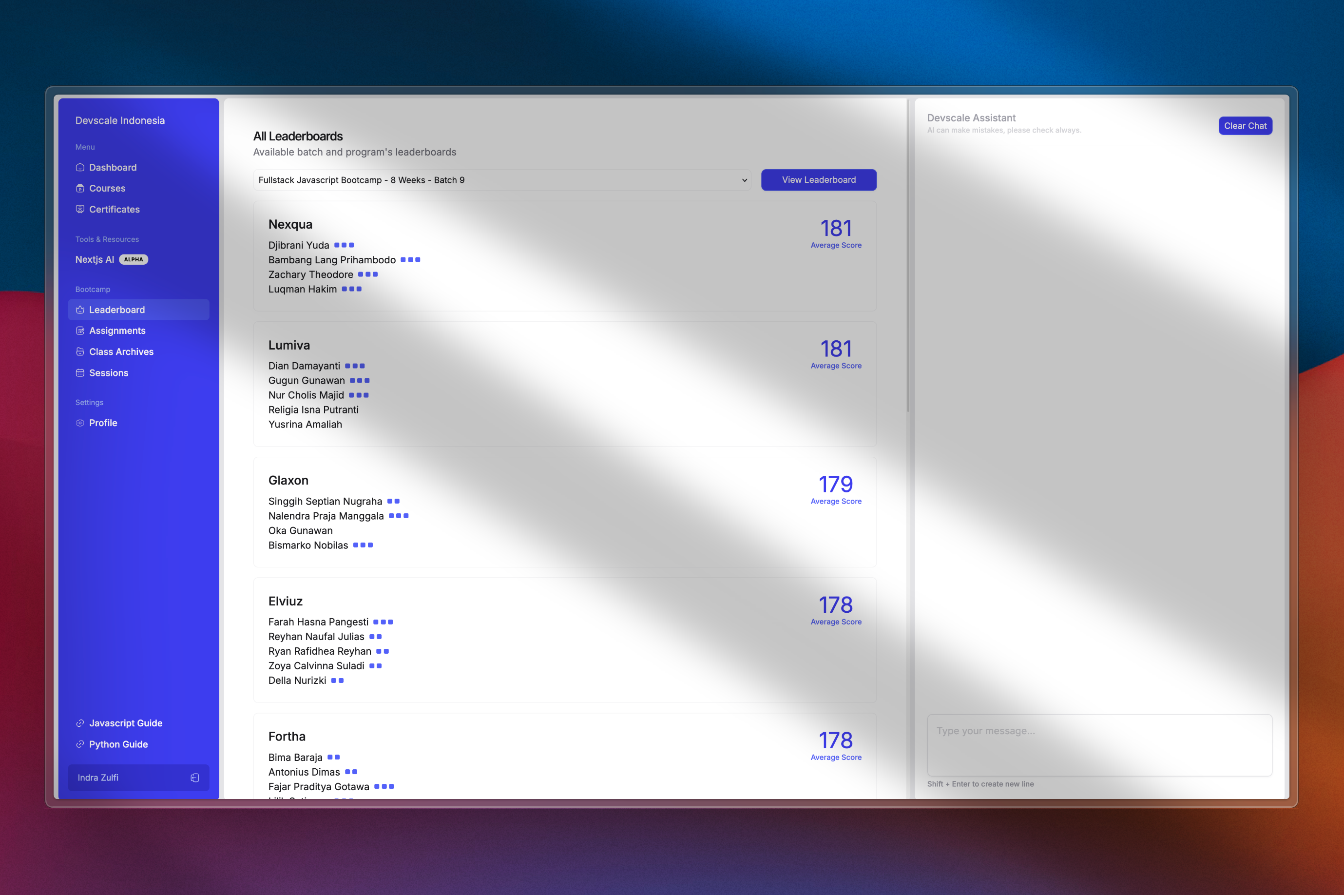 Devscale Platform Interface